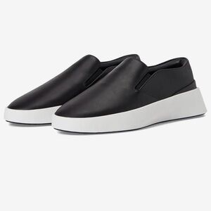 Wolf & Shepherd Cruise Leather Slip-On Sneaker,Black & white 9.5 men/11.5 women